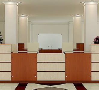 میز کانتر دو نفره مدل CF145 ام دی اف بدون دیوایدر برای پذیرش ادارات
