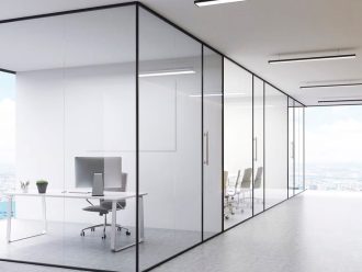 پارتیشن فریم لس مبلمان اداری فطرس. پارتیشن شیشه ای frameless partition fotros office furniture