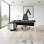 میز مدیریت مدرن فطرس مدل آوین با پایه فلزی و صفحه ام دی اف