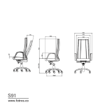 ابعاد صندلی مدیریتی لیو S91