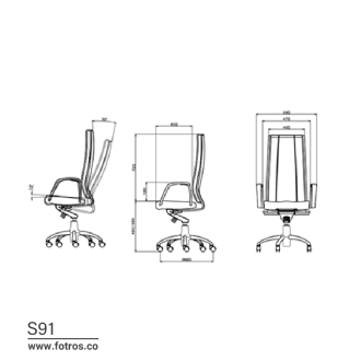 ابعاد صندلی مدیریتی لیو S91