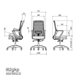 ایعاد صندلی کارمندی لیو I62gkp