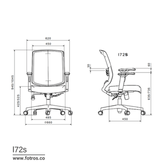 ابعاد صندلی کارمندی لیو I72s
