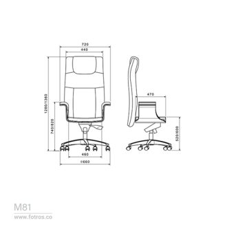 ابعاد صندلی مدیریتی لیو M81